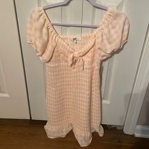 Madden NYC peach checkered dress